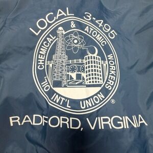 Vintage OCAW Union Coach Jacket Sherpa Lined Radford VA Local 3-495 L or XL